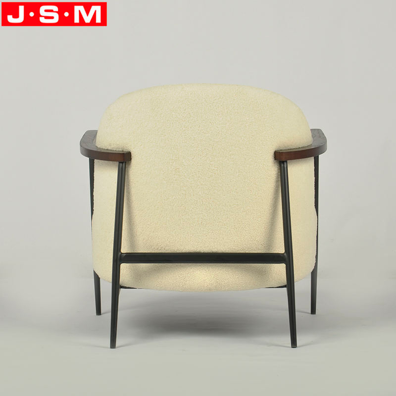 Modern Furniture Living Room Hotel Wooden Frame Beige White Fabric Armchair