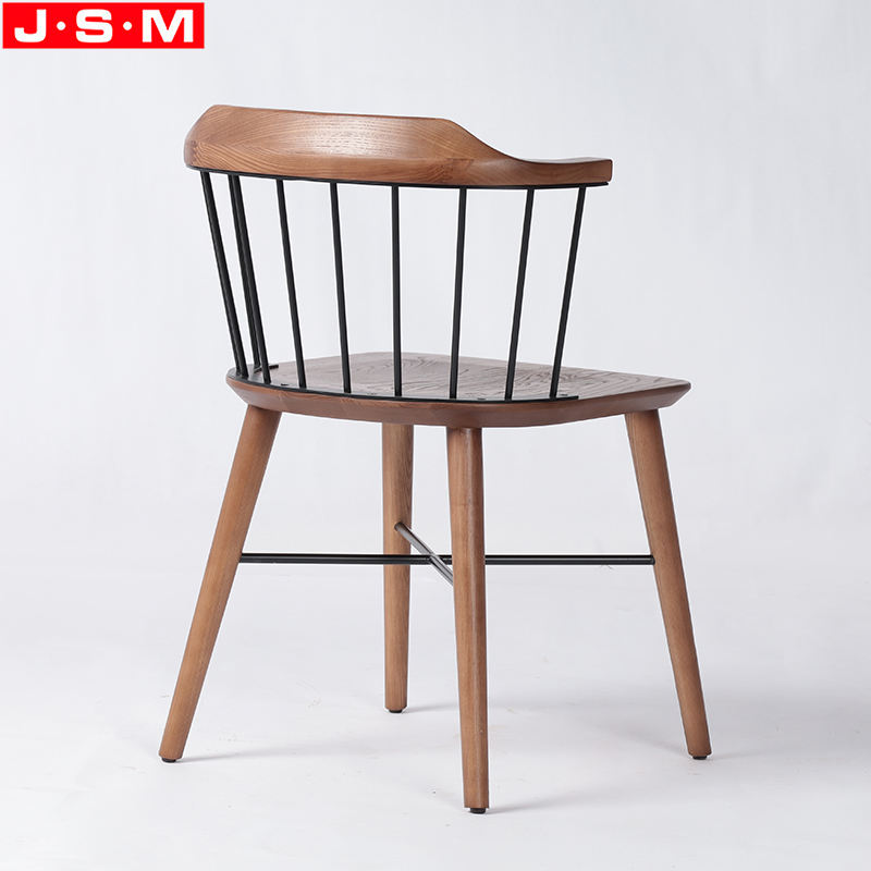 Factory Made Vintage Cafe Shop Iron Backrest Simple Style Wooden Restaurant Dinning Chairs