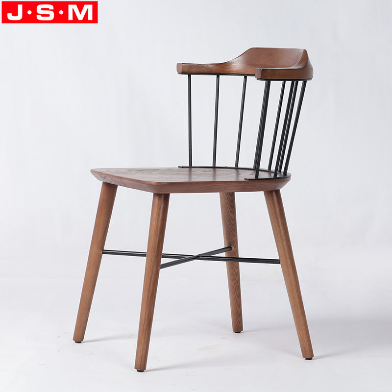 Factory Made Vintage Cafe Shop Iron Backrest Simple Style Wooden Restaurant Dinning Chairs