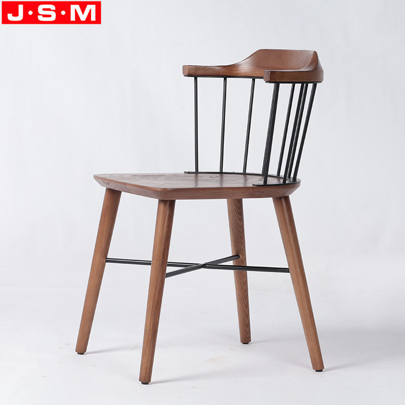 Factory Made Vintage Cafe Shop Iron Backrest Simple Style Wooden Restaurant Dinning Chairs