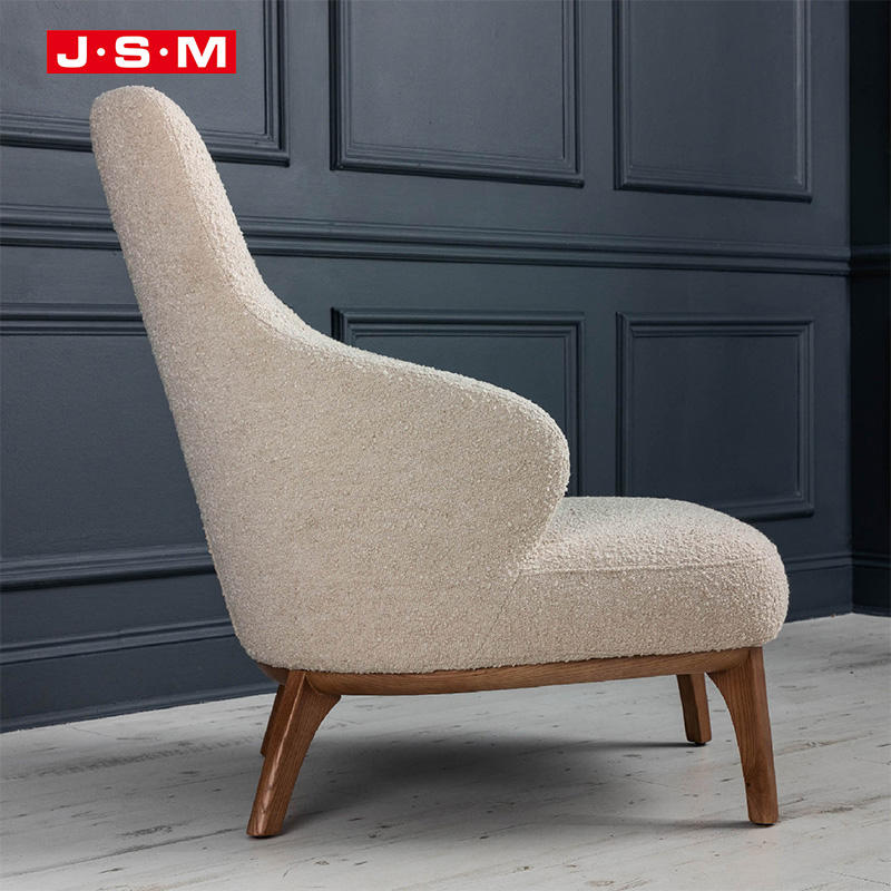 Vintage Furniture Bedroom Hotel Wood Frame Cloth Leisure Armchairs With Footstool