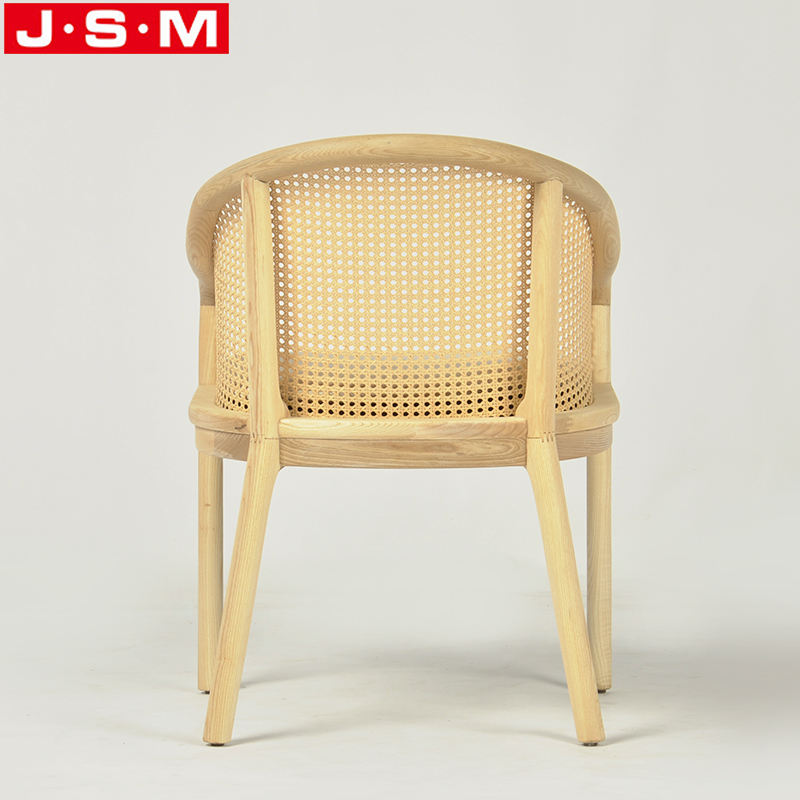Elegant Modern Plastic Rattan Back Outdoor Wooden Cushion Seat Dining Room Chairs
