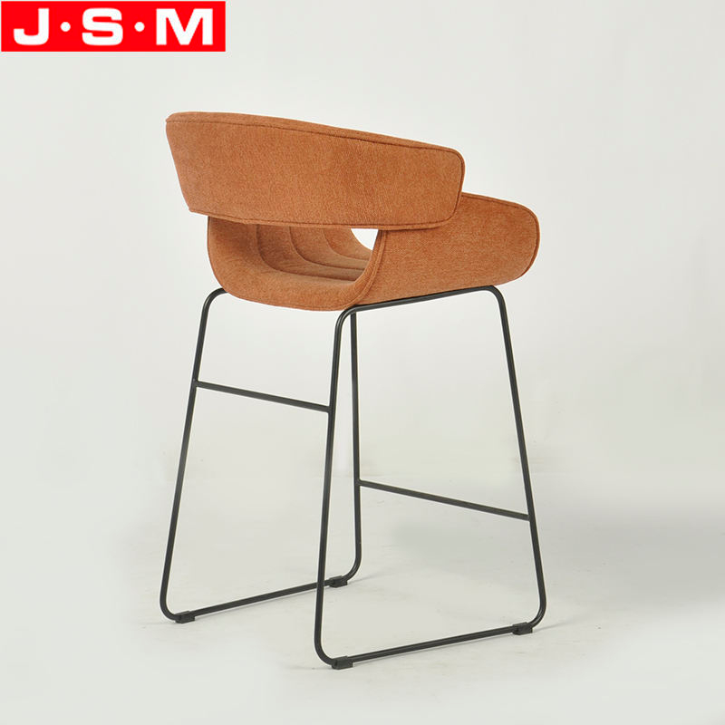 Modern Fabric High Bar Chair Metal Base Barstool Counter Upholstered Stools