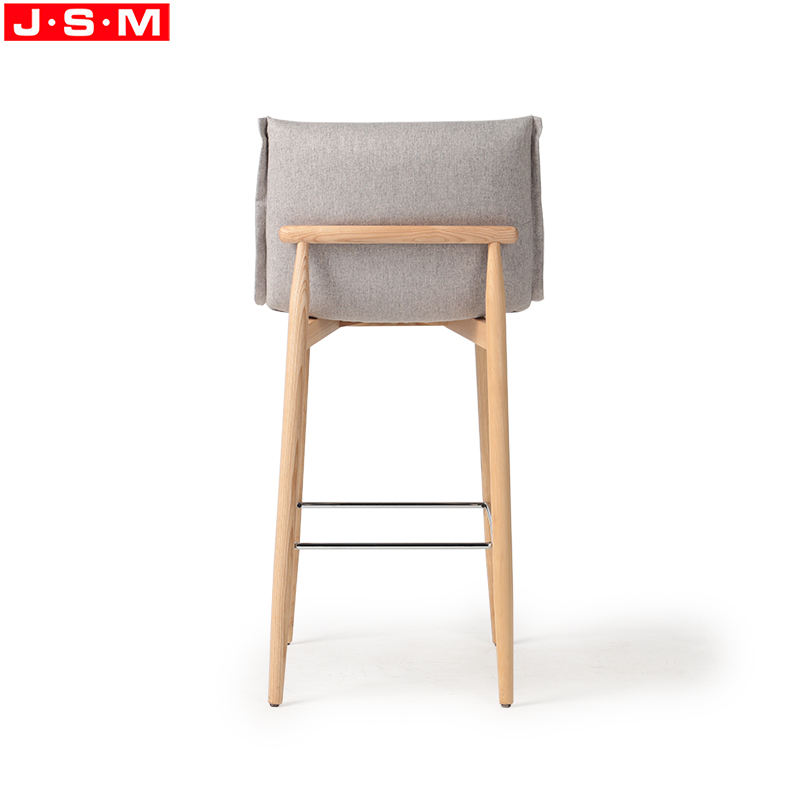 Wholesale Modern Base Ash Barstools PU Upholstery Fabric High Counter Chairs Bar Stools With Metal Footrest