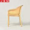 Elegant Modern Plastic Rattan Back Outdoor Wooden Cushion Seat Dining Room Chairs