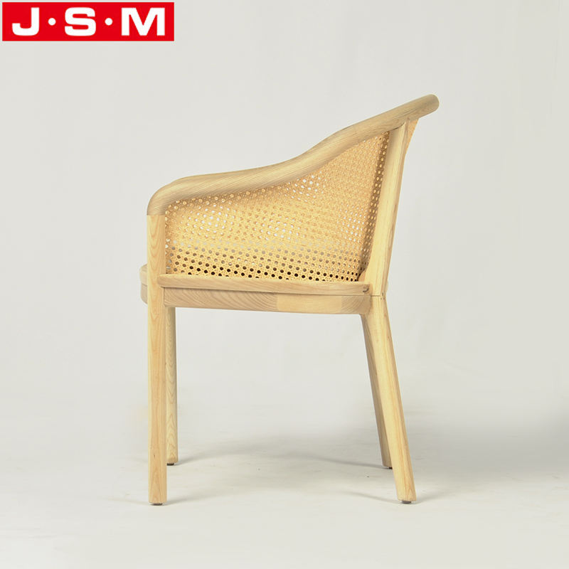 Elegant Modern Plastic Rattan Back Outdoor Wooden Cushion Seat Dining Room Chairs