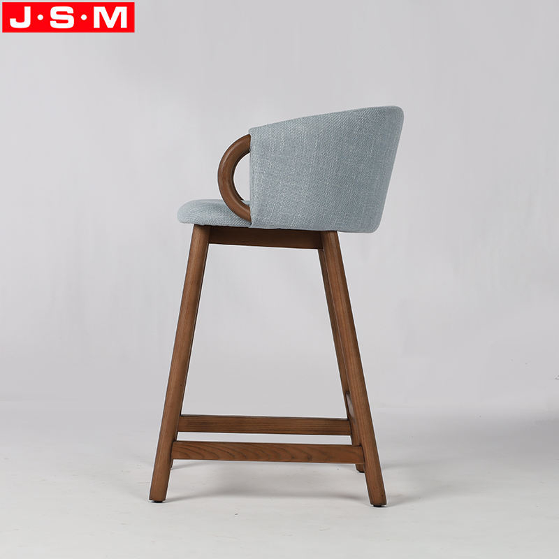 High Quality Breakfast Bar Stools Upholstered Fabric Seat Backrest Counter Kitchen Bar Chairs
