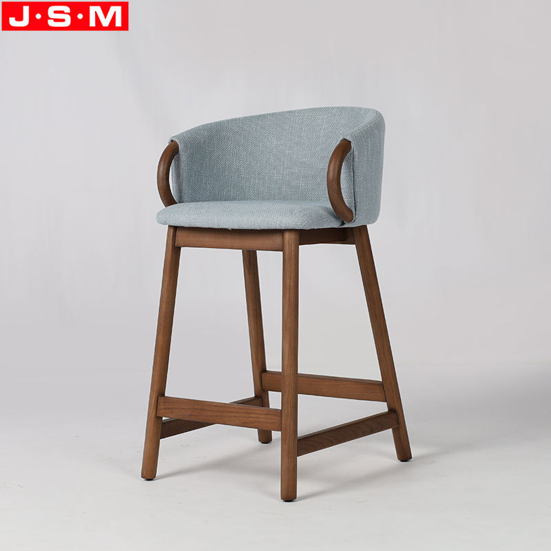 High Quality Breakfast Bar Stools Upholstered Fabric Seat Backrest Counter Kitchen Bar Chairs