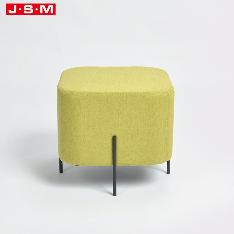 Living Room Square Fabric Storage Lounge Chair Pouf Storage Bench Metal Base Ottoman Stool