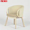 Wooden Solid Color Fabric Low Back Garden Arm Chair Dining Chair