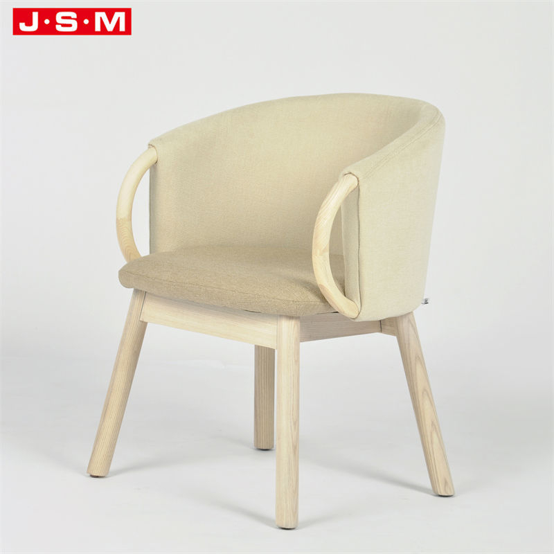 Wooden Solid Color Fabric Low Back Garden Arm Chair Dining Chair