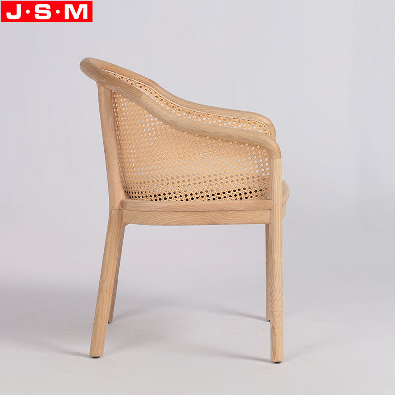 Hot Sell Customization Ash Wood Pvc Rattan Upholstery Seat Pad Dining Chair