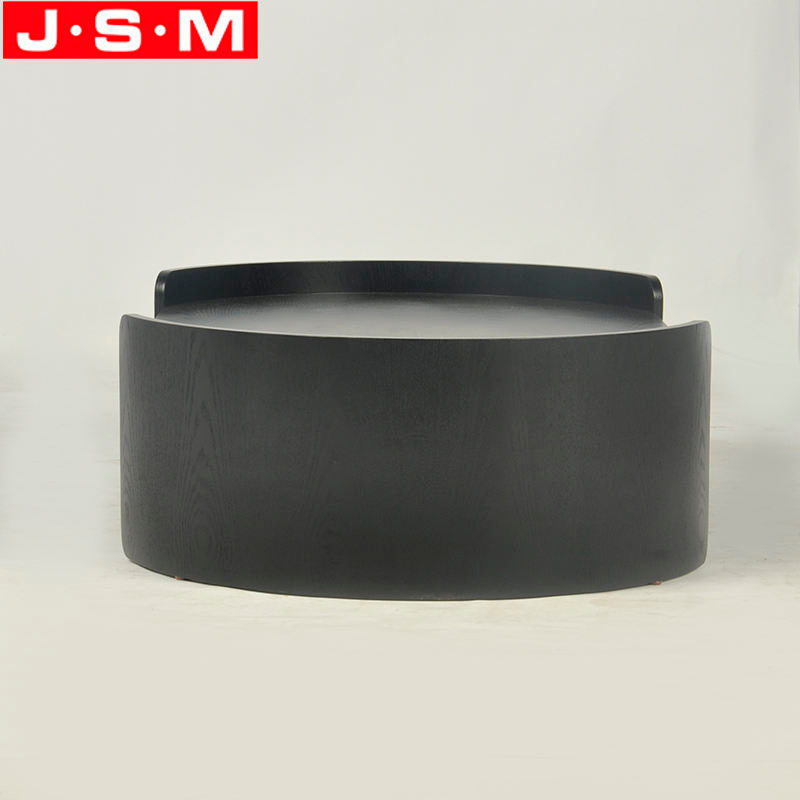 Modern Living Room Veneer Oval Black Coffee Wooden Tea Table