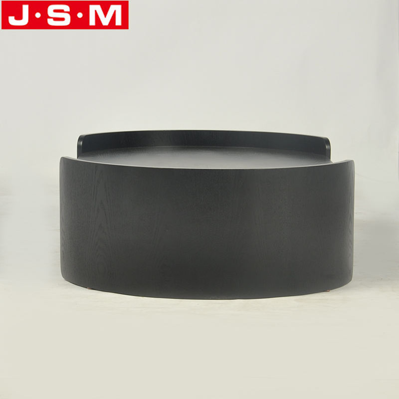 Modern Living Room Veneer Oval Black Coffee Wooden Tea Table