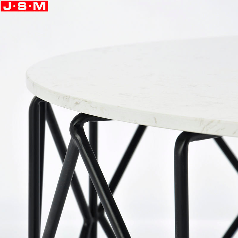 Metal Living Room Rock Slab Table Top Coffee White Round Tea Table