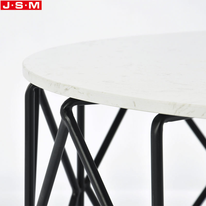 Metal Living Room Rock Slab Table Top Coffee White Round Tea Table