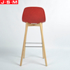 Fancy Furniture Bistro Kitchen Wooden Red High Bar Stools With Back Rest