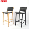 Nordic Style Artificial Leather Seat Ash Timber Frame High Bar Stools