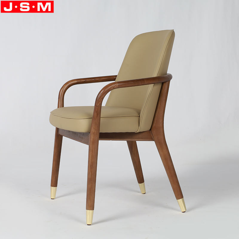 Hot Sale Dining Room Cushion Seat Fabric Wooden Legs Dining Chair With Armrest
