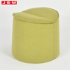 Modern Style Wooden Lounge Dark Khaki Round Stool Space Saving Kids Chair Ottoman Stool