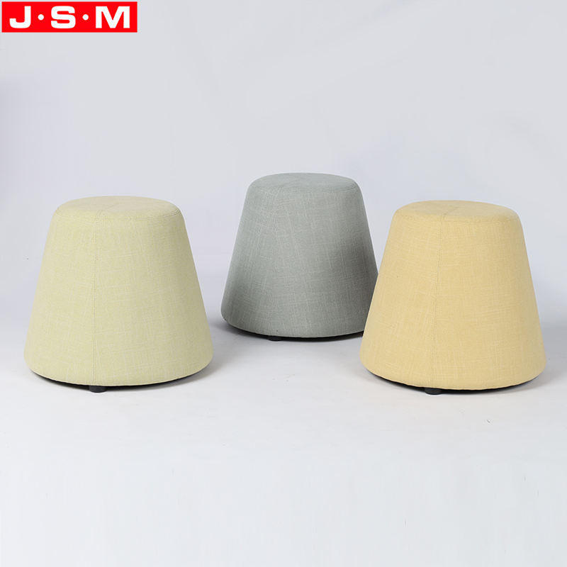Customize Bedroom Simple Fabric Stool Wooden Frame Ottoman Stool
