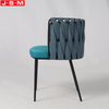 Modern Fabric Solid Metal Frame Dining Chair With Weave Belt Back