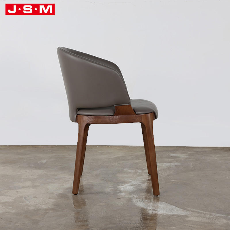 European Style Dining Leather Chair Home High Back Dining Chair With Wooden Legs