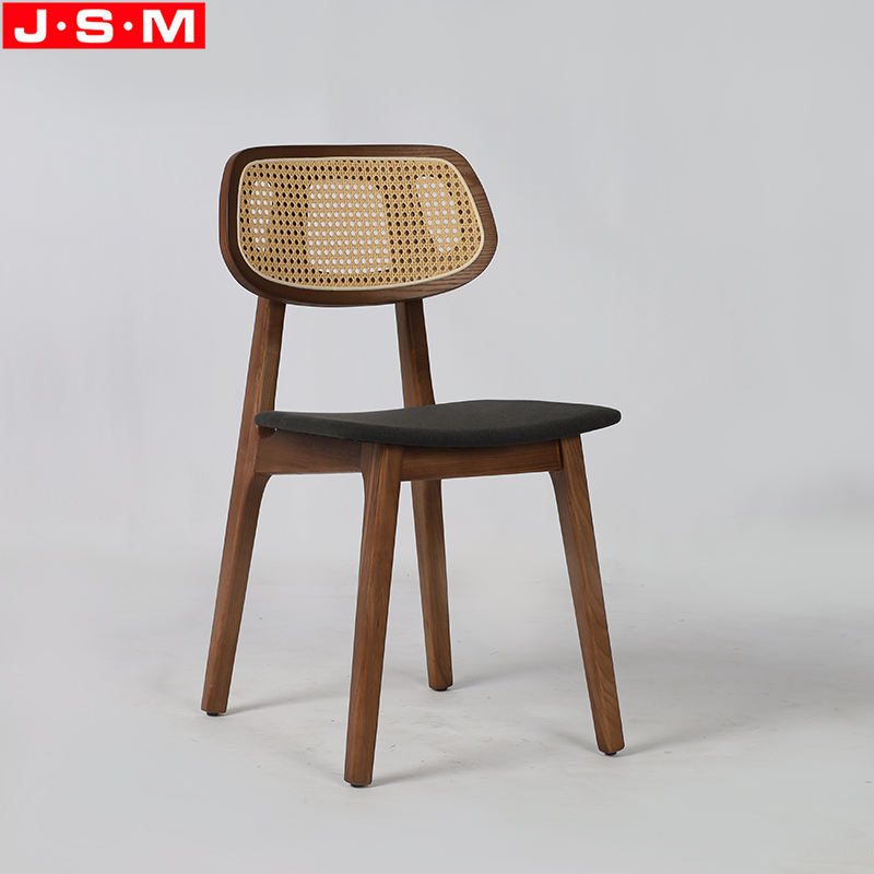 Restaurant Home Furniture Plastic Rattan Back Dining Chair With Ash Timber Frame