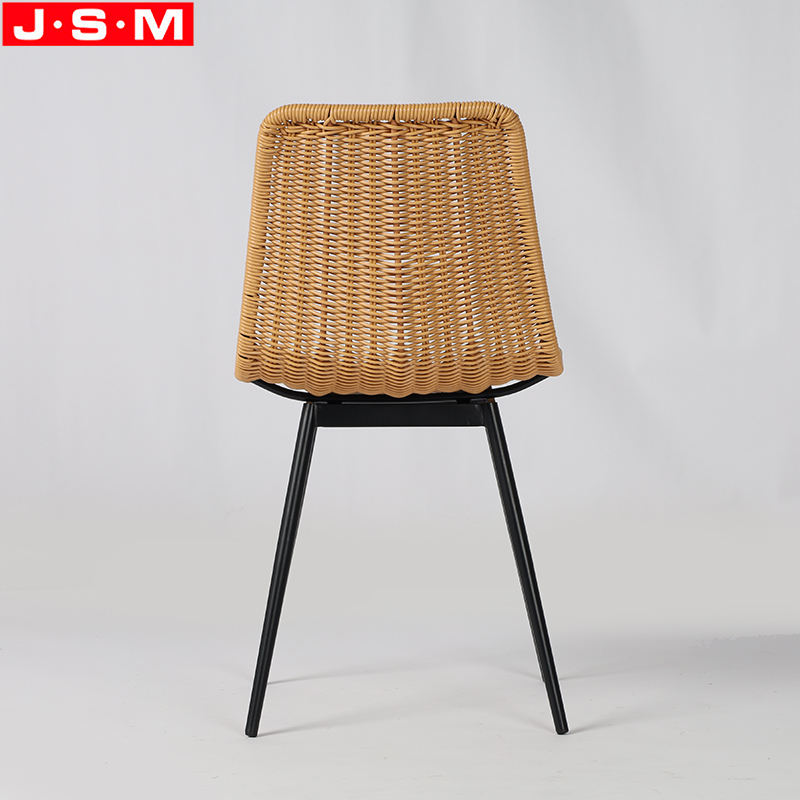 High Back PE Rattan Seat Top Coffee Shop Outdoor Dinning Chair With Metal Base