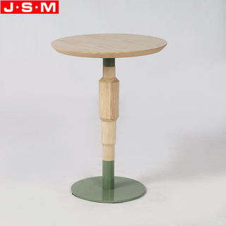 Art Style Buff Ash Timber Table Top Tea Table Wooden Coffee Table With Metal Base