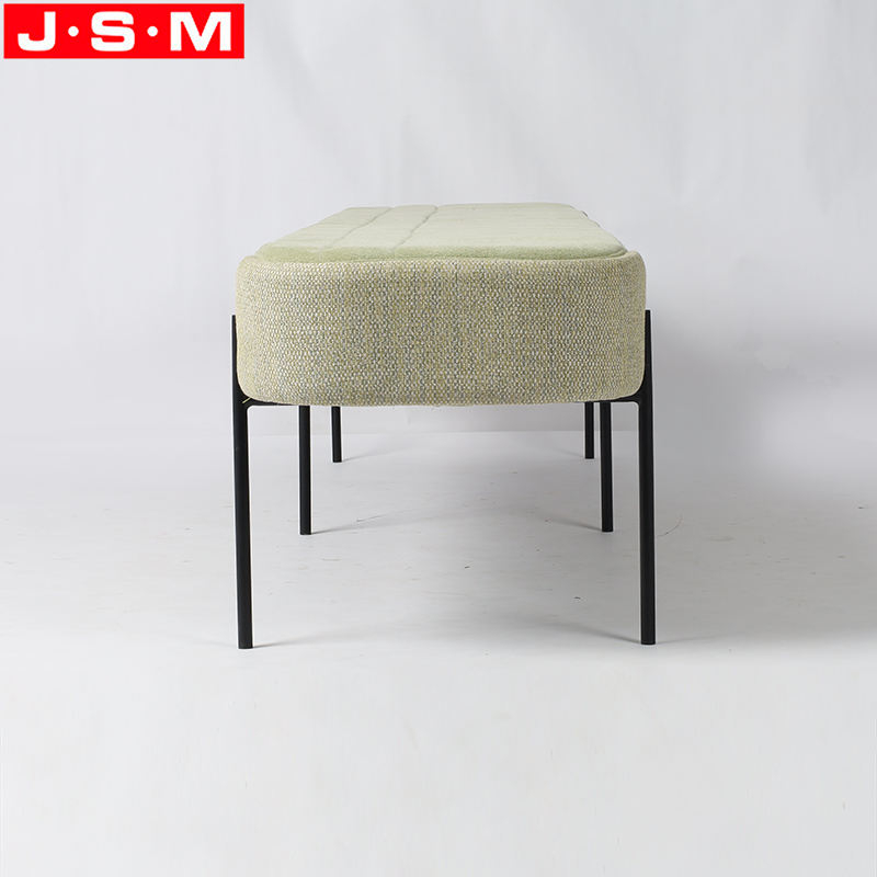 Wooden Frame Living Room Upholstered Metal Legs Bench Fabric Seat Bench Chairs