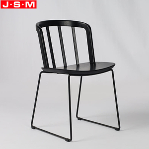 Chinese Style Dining Chairs Timber Wooden Seat Top Restaurant Chair With Metal Legs