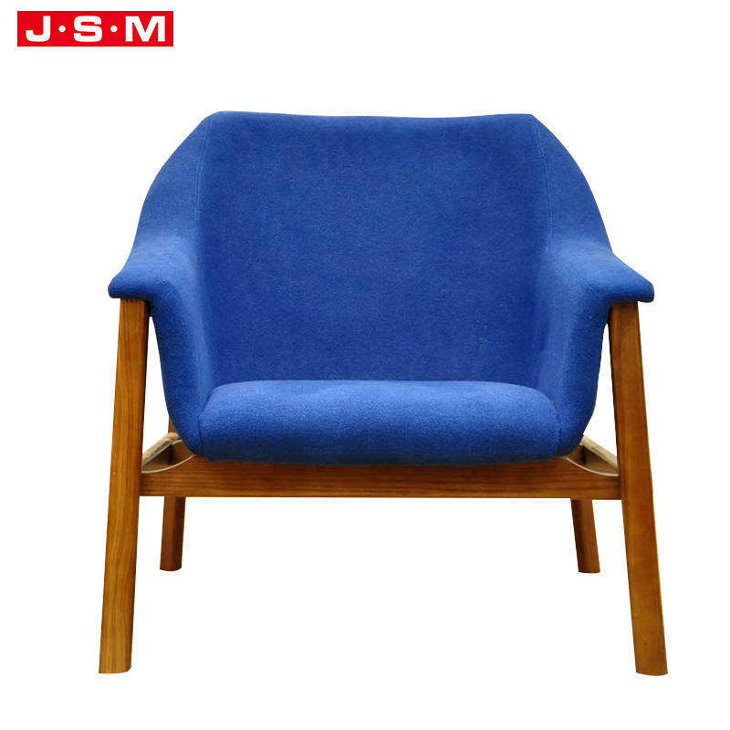 Home Furniture Fabric Cushion Seat Leisure Chair High Back Wooden Leg Armchair