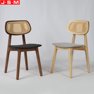 Restaurant Home Furniture Plastic Rattan Back Dining Chair With Ash Timber Frame