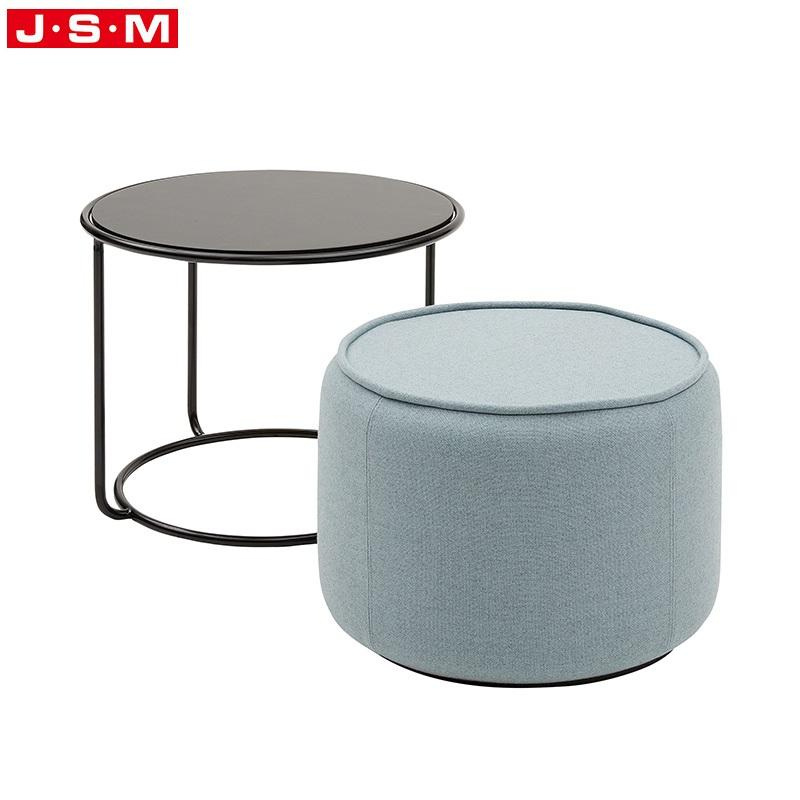 Hot Products Bedroom Round Blue Color Cushion Metal Coffee Table