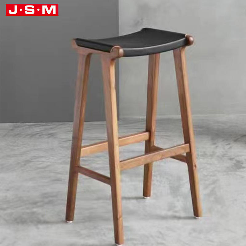 New House Nordic Dining Luxury Wood Classical Fabric Pu Leather Bar Chair