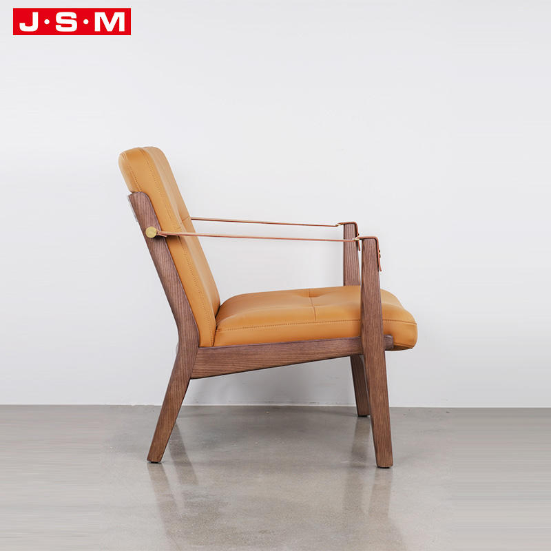 Quality Products Orange Fabric Leisure Chair Solid Wood High Back Armchair