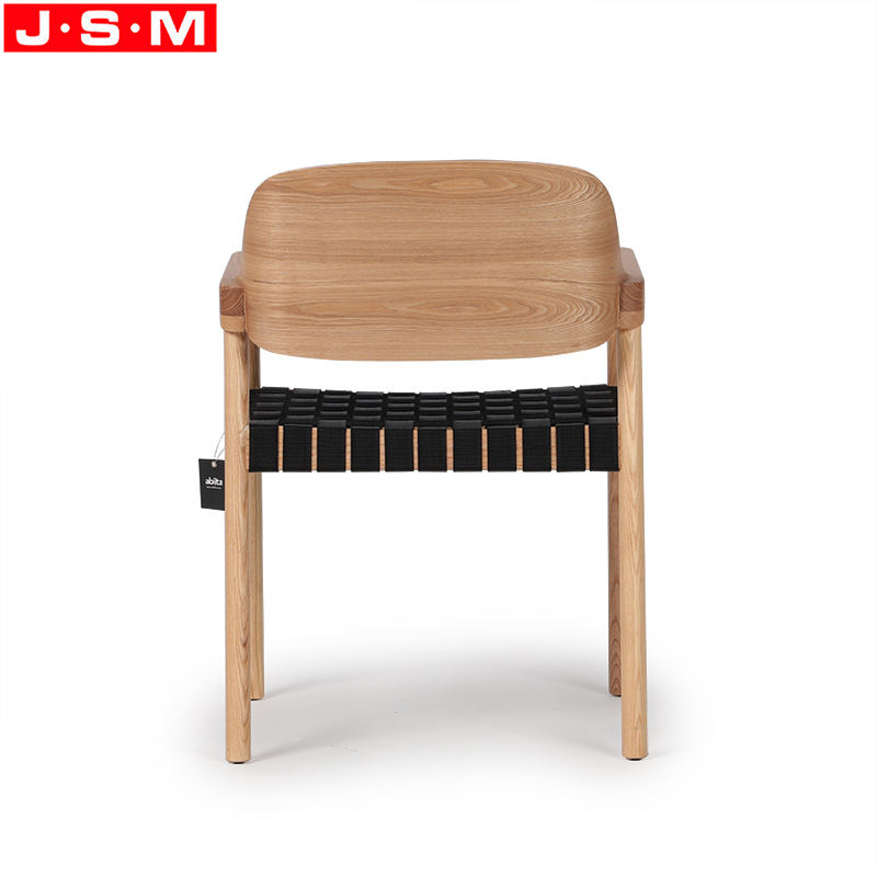 Modern Style Furniture Dining Room Chairs Black Belt Woven Wood Dining Chair
