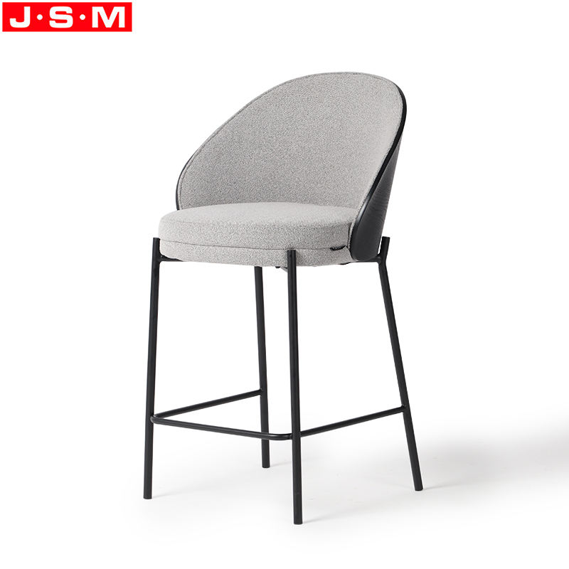 Contemporary Luxury Style High Chair Bar Stool Upholstered Metal Barstool