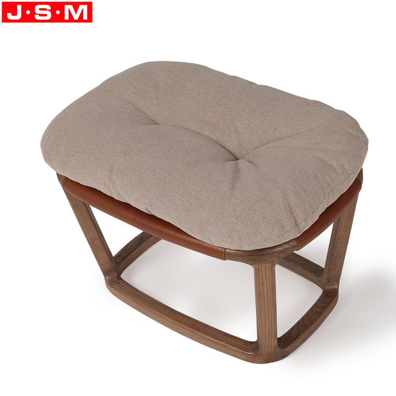 Balcony Furniture Single Seat Ottoman American Ash Fram Fabric Or Pu Upholstery Stool Ottoman