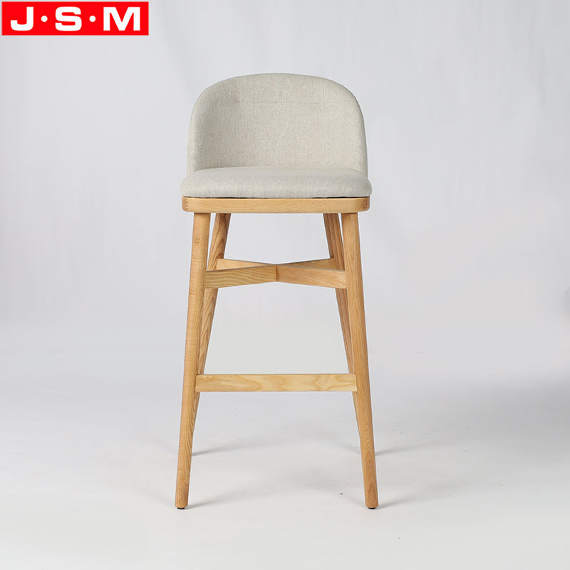 Counter Top Restaurant Hotel Wooden Frame Bar Stools For Restaurants Kitchen White Seat