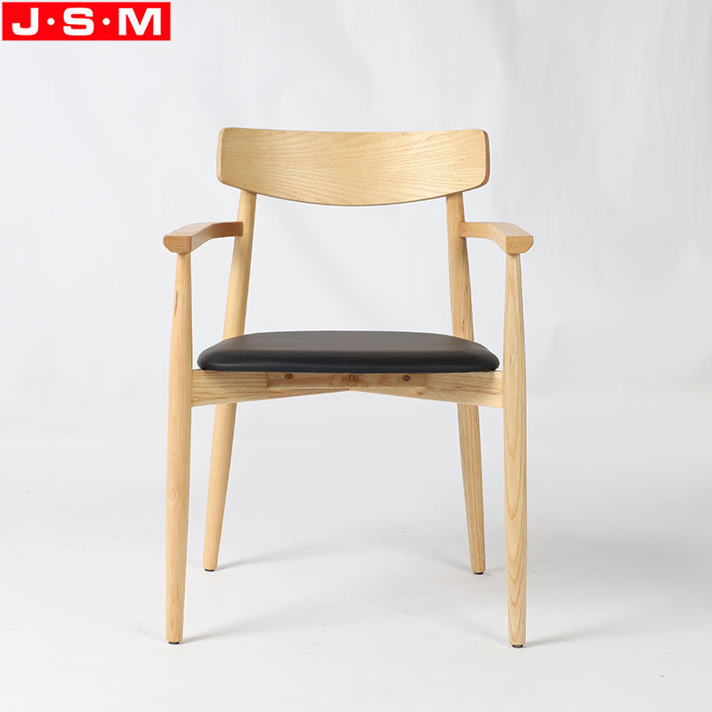 Cushion Seat Restaurant Ash Timber Dining Room Wooden Dining Chair With Armrest