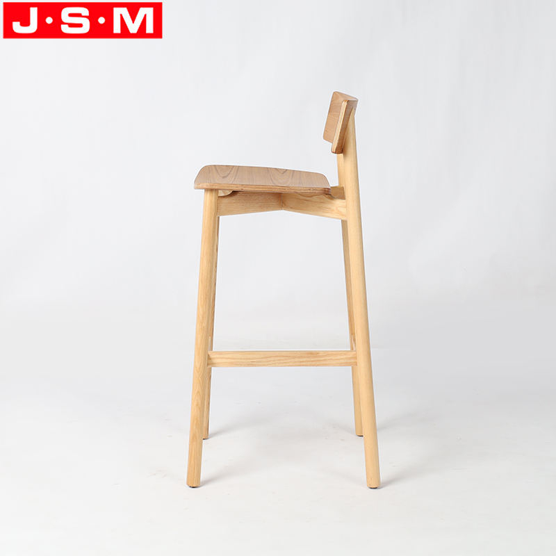 Commercial Furniture Restaurant Buff Ash Timber Wood High Back Bar Stools