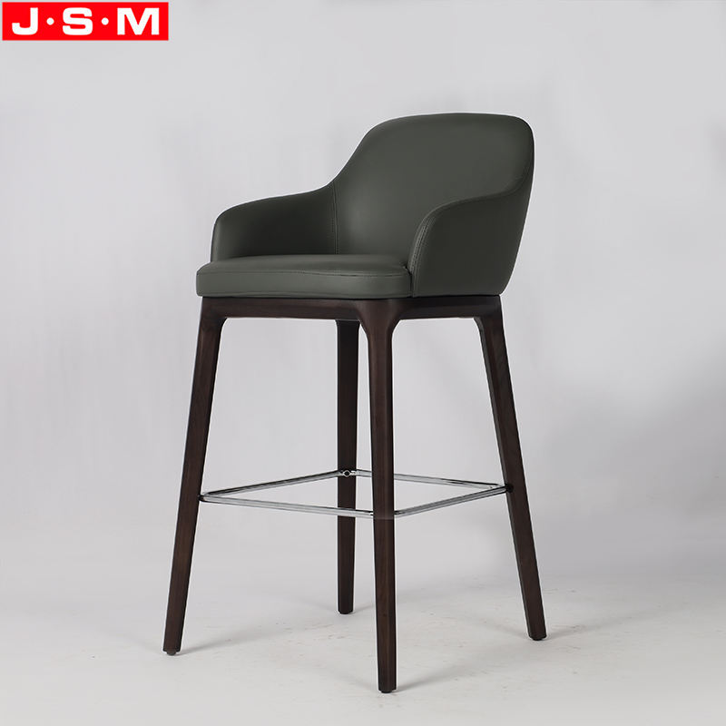 High Quality Nordic Vintage Unbacked Outdoor Wooden Frame Patio Padded Bar Chair