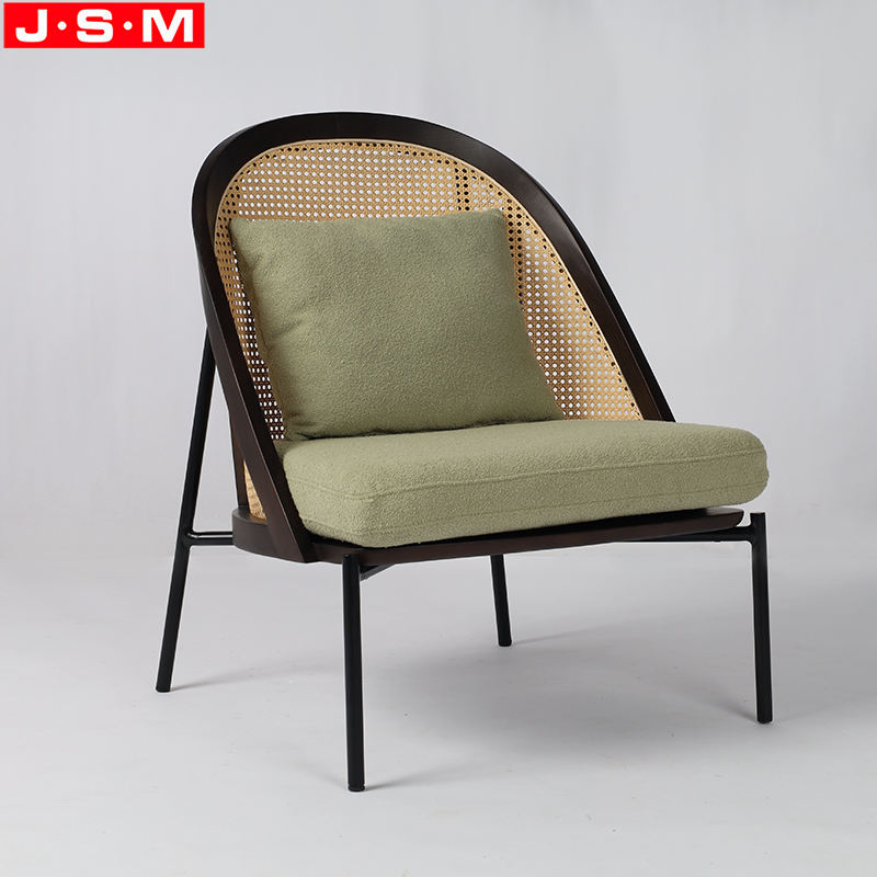 Factory Sale Modern Metal Armchair Home Used Leisure Chair With Plastic Rattan Backrest