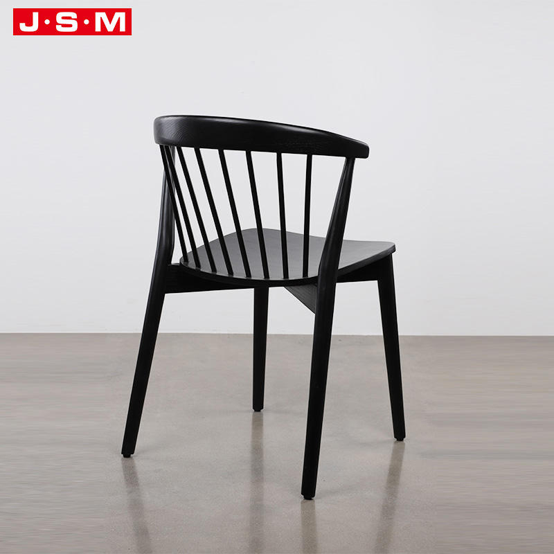 New Product Modern Black High Back Veneer Seat Wooden Dining Chairs