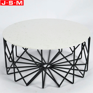 Metal Living Room Rock Slab Table Top Coffee White Round Tea Table