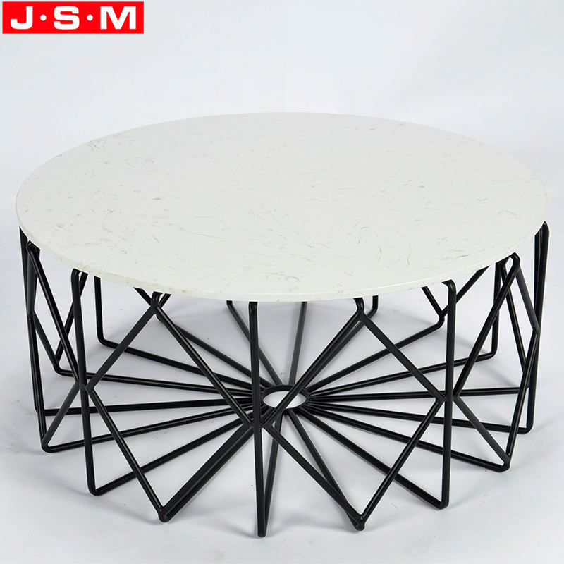 Metal Living Room Rock Slab Table Top Coffee White Round Tea Table