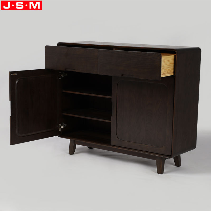 Custom Rustic Style Veneer Ash Timber Frame Wooden Brown Living Room Cabinet