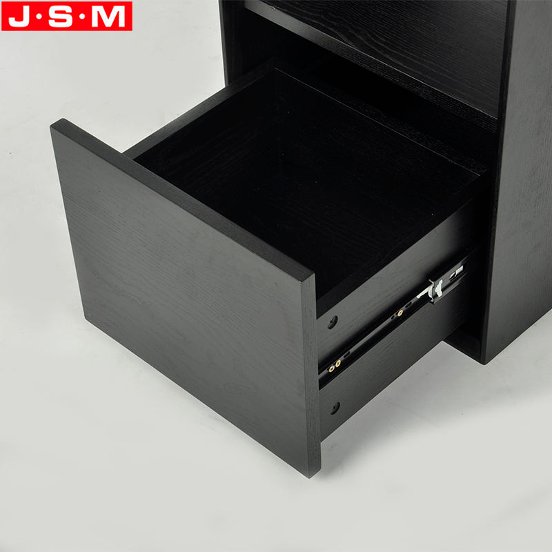 Nordic Living Room Furniture Bedroom Wooden Bedside Rock Slab Table Top Black Nightstand With Drawer